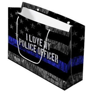 Ich Liebe mein Polizeibeamter Thin Blue Line gest Große Geschenktüte