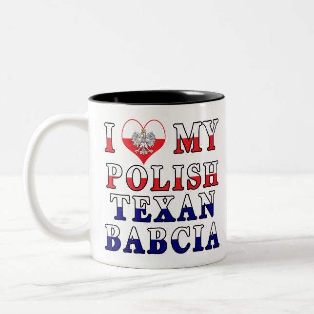 Ich Liebe mein Polnisch Texan Babcia Zweifarbige Tasse (Links)