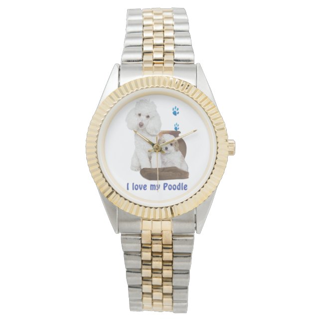 Ich Liebe mein Poodle Armbanduhr (Vorderseite)