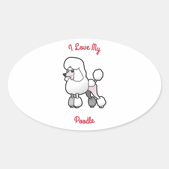 Ich Liebe mein Poodle Ovaler Aufkleber (Vorderseite)