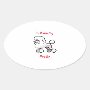 Ich Liebe mein Poodle Ovaler Aufkleber