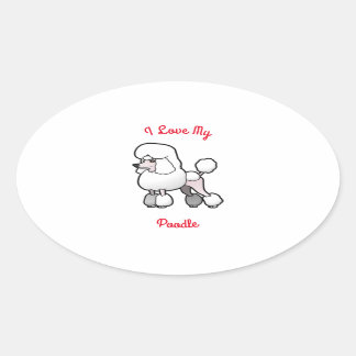 Ich Liebe mein Poodle Ovaler Aufkleber
