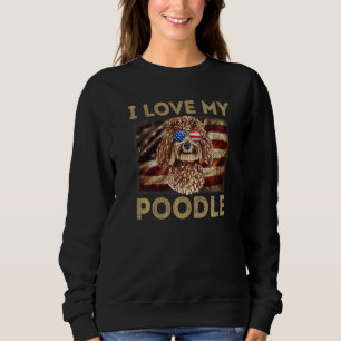Ich Liebe Mein Poodle Vater Mama American Flag Wei Sweatshirt