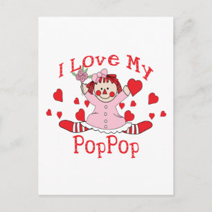 Ich Liebe mein PopPop Rag Doll & Hearts Postkarte