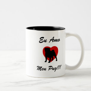 Ich liebe, Mein Pug! 2 Zweifarbige Tasse