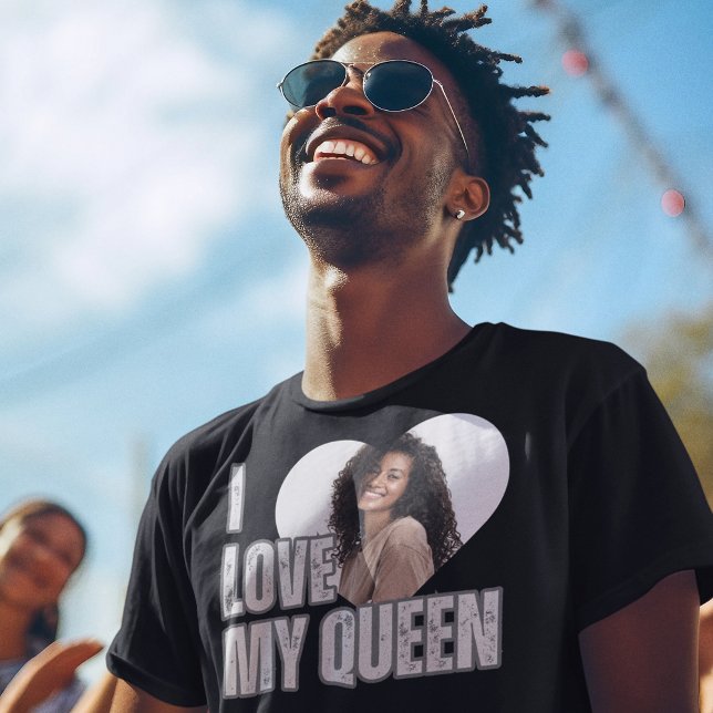 Ich Liebe mein Queen Heart Foto Boyfriend-Geschenk T-Shirt (I Love My Queen Heart Photo Boyfriend Gift T-Shirt)
