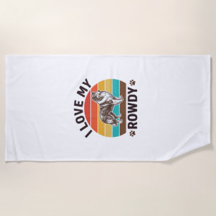 Ich liebe mein randalierendes Vintage-Collie-Hund- Strandtuch