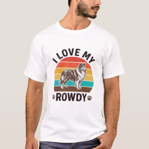 Ich liebe mein randalierendes Vintage-Collie-Hund- T-Shirt