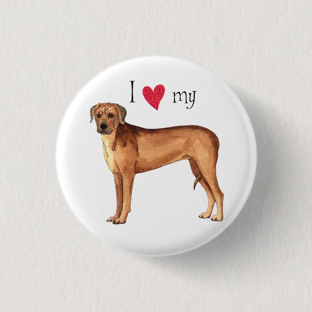Ich Liebe mein Rhodesian Ridgeback Button (Vorderseite)