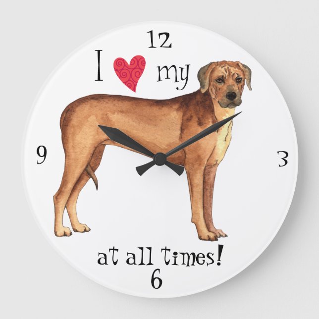 Ich Liebe mein Rhodesian Ridgeback Große Wanduhr (Vorderseite)