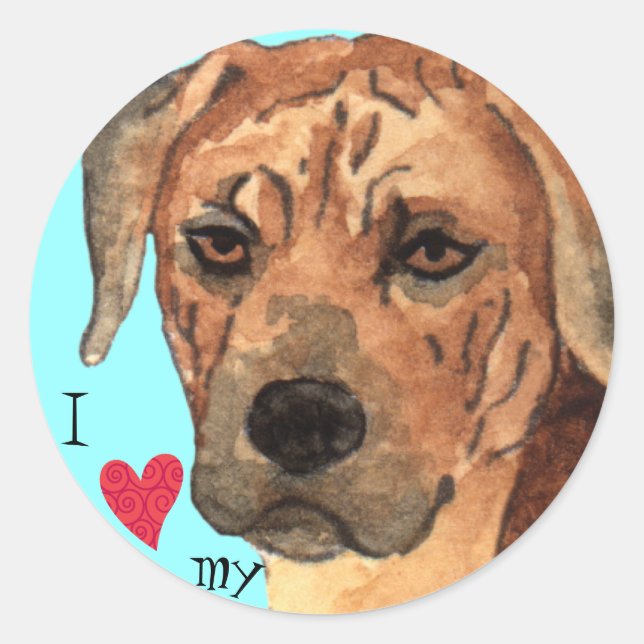 Ich Liebe mein Rhodesian Ridgeback Runder Aufkleber (Vorderseite)