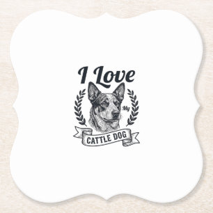 Ich liebe mein Rinderhund-Vintage-Gravurdesign_1 Untersetzer