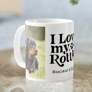 Ich Liebe mein Rottie Rottweiler Hund Custom 2 Fot Kaffeetasse