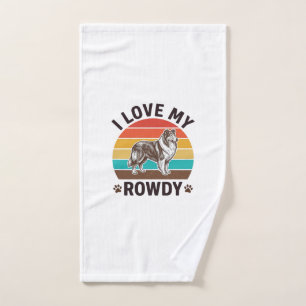 Ich liebe mein Rowdy-Vintage-Collie-Hund-Design_1 Handtuch