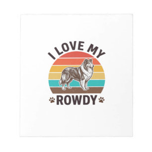 Ich liebe mein Rowdy Vintage Collie Hund Design_1 Notizblock