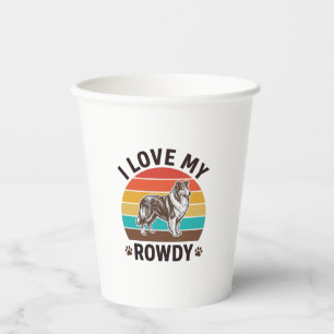 Ich liebe mein Rowdy Vintage Collie Hund Design_1 Pappbecher