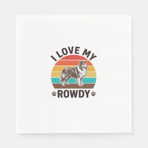 Ich liebe mein Rowdy-Vintage-Collie-Hund-Design_1 Serviette