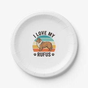 Ich liebe mein Rufus Vintage-Hundedesign_1 Pappteller