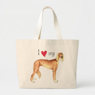 Ich Liebe mein Saluki Jumbo Stoffbeutel