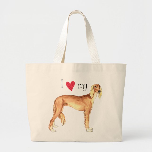 Ich Liebe mein Saluki Jumbo Stoffbeutel (Vorne)
