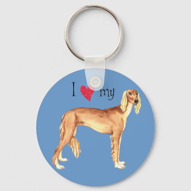 Ich Liebe mein Saluki Schlüsselanhänger (Vorderseite)