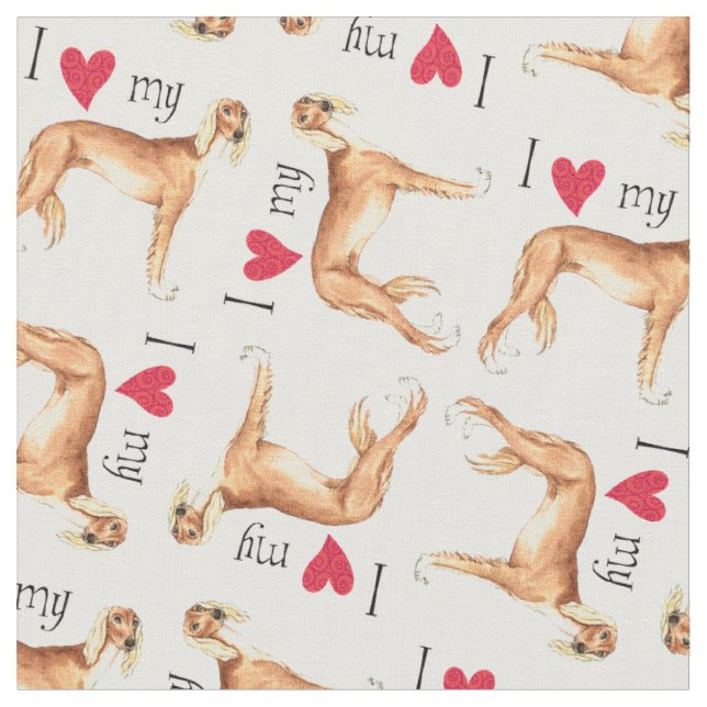 Ich Liebe mein Saluki Stoff (Nahaufnahme)
