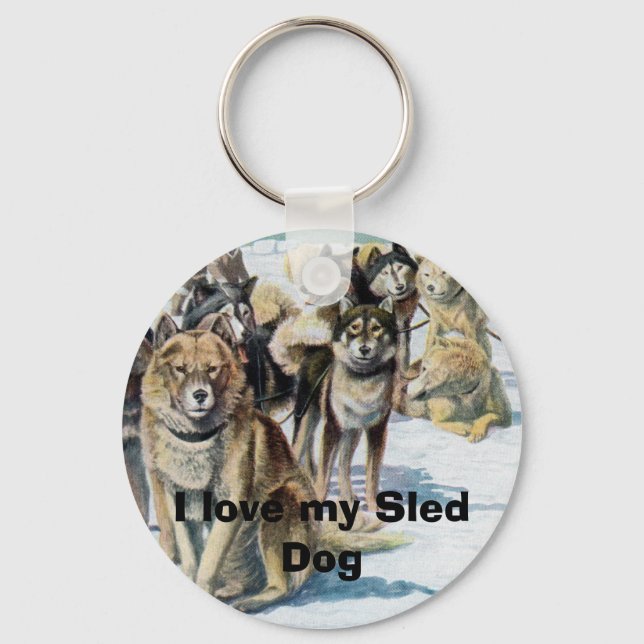 Ich Liebe mein Schlittenhund Schlüsselanhänger (Vorderseite)