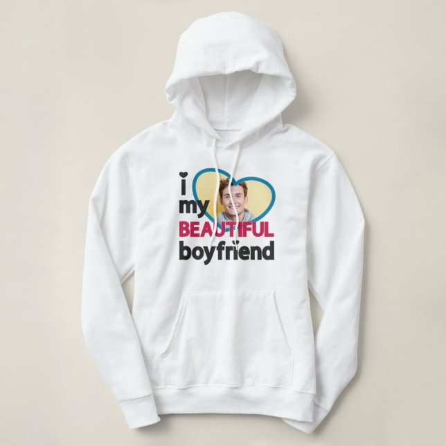 Ich Liebe mein schönes, Freund angepasstes Foto Hoodie (Design vorne)