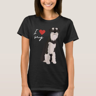 Ich Liebe mein Schwarz-Weiß-Schnauzer-Hund Raglan T-Shirt