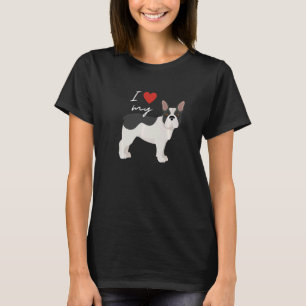 Ich Liebe mein schwarz-weißer Bulldoghund T-Shirt