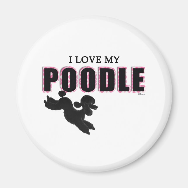 Ich Liebe mein schwarzes Poodle Magnet (Vorne)