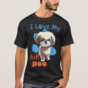 Ich Liebe mein Shih Poo Bester Hund Lover Paw Prin T-Shirt