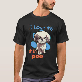 Ich Liebe mein Shih Poo Shirt Bester Hund Lover Pa