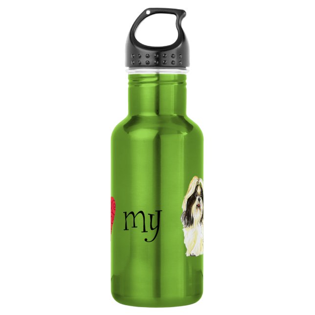 Ich Liebe mein Shih Tzu Edelstahlflasche (Vorderseite)