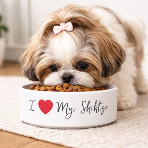 Ich liebe mein Shih Tzu Süße Schrift Hundeliebhabe Napf