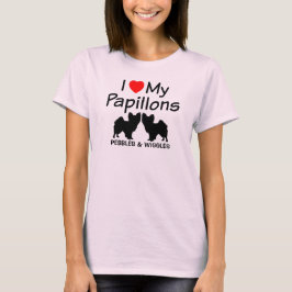 Ich Liebe mein Shirt von zwei Papillon-Hunden