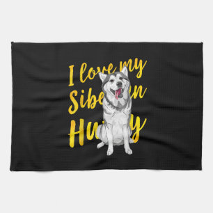 Ich Liebe mein sibirischer Husky   Snow Dog Lover  Geschirrtuch