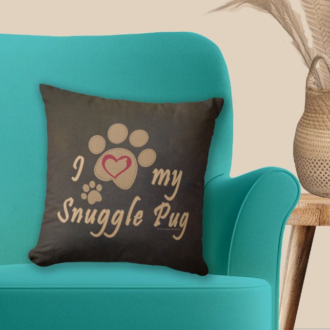 Ich Liebe mein Snuggle-Mops-Pfow drucken Kissen (Von Creator hochgeladen)