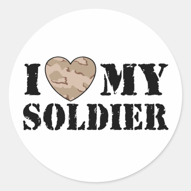 Ich Liebe mein Soldat Runder Aufkleber (Vorderseite)