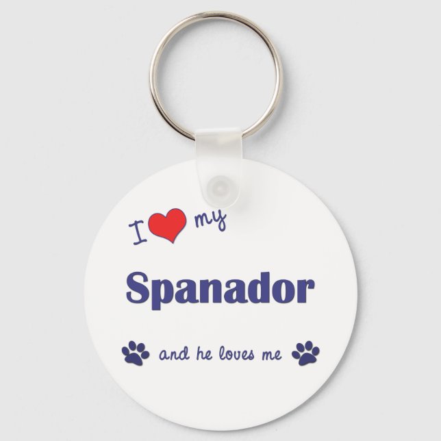 Ich Liebe mein Spanador (Männerhund) Schlüsselanhänger (Vorderseite)