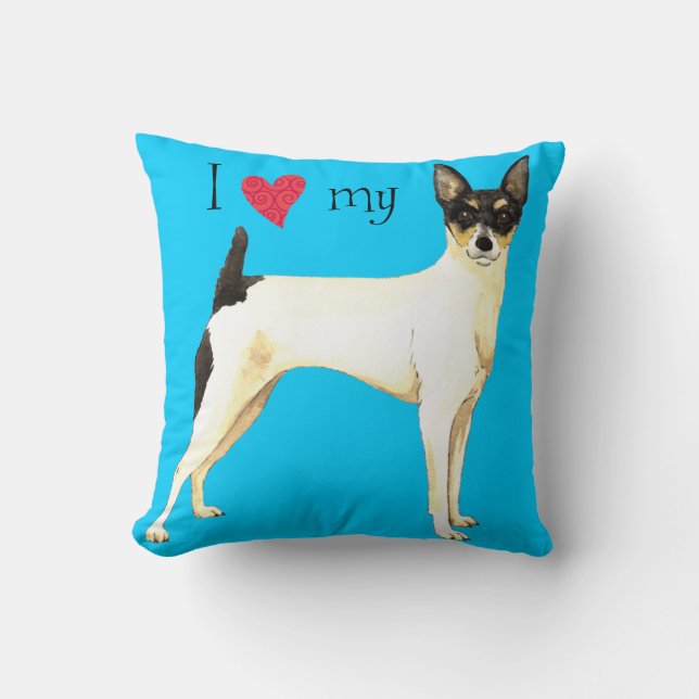 Ich Liebe mein Spielzeug Fox Terrier Kissen (Vorderseite)