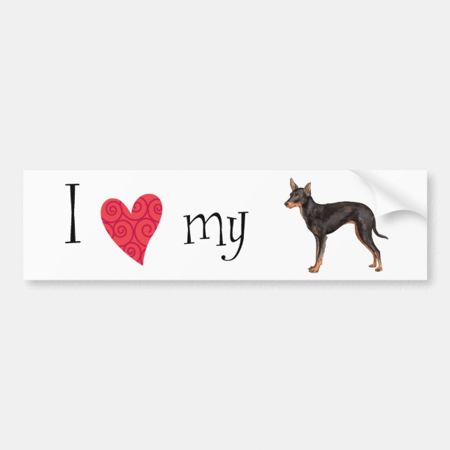 Ich Liebe mein Spielzeug Manchester Terrier Autoaufkleber (Vorne)
