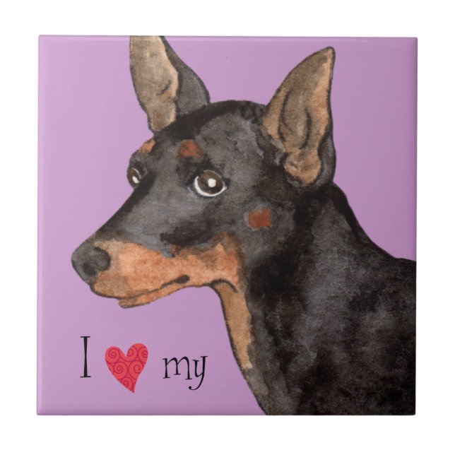 Ich Liebe mein Spielzeug Manchester Terrier Fliese (Vorderseite)