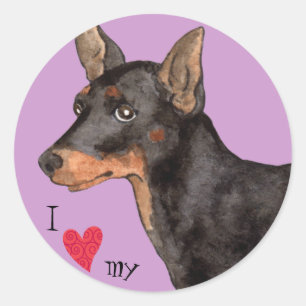 Ich Liebe mein Spielzeug Manchester Terrier Runder Aufkleber