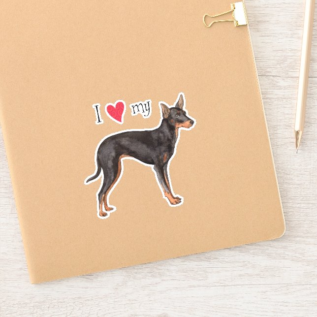 Ich Liebe mein Spielzeug Manchester Terrier Vinyl  Aufkleber (Notizbuch)