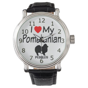 Ich Liebe mein Spitz Hund beobachten Armbanduhr