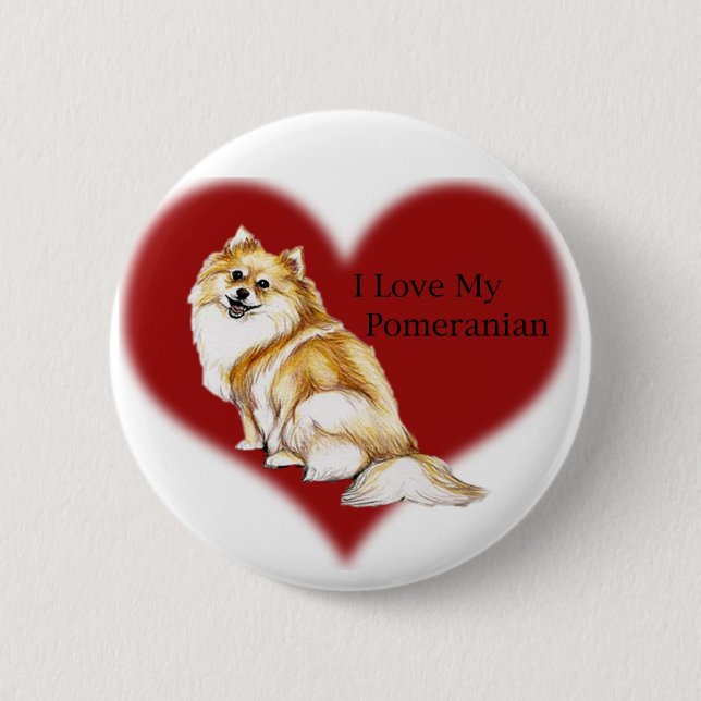 "Ich Liebe mein Spitz-" Hundekunst-Knopf Button (Vorderseite)
