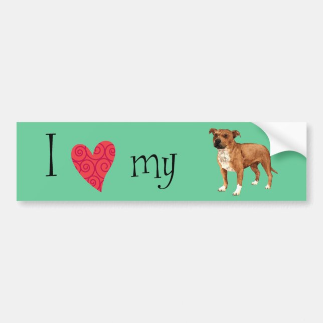 Ich Liebe mein Staffordshire Bull Terrier Autoaufkleber (Vorne)