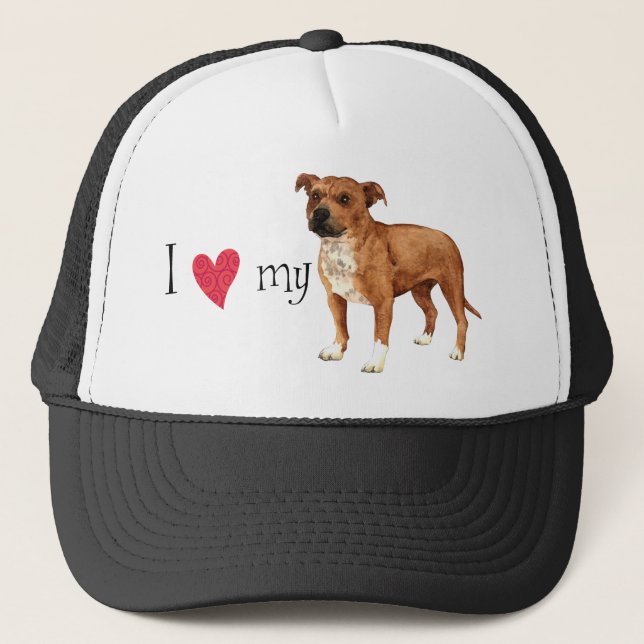 Ich Liebe mein Staffordshire Bull Terrier Truckerkappe (Vorderseite)