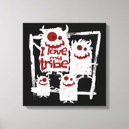 Ich Liebe mein Stamm Funny Monster Familie Hallowe Leinwanddruck
